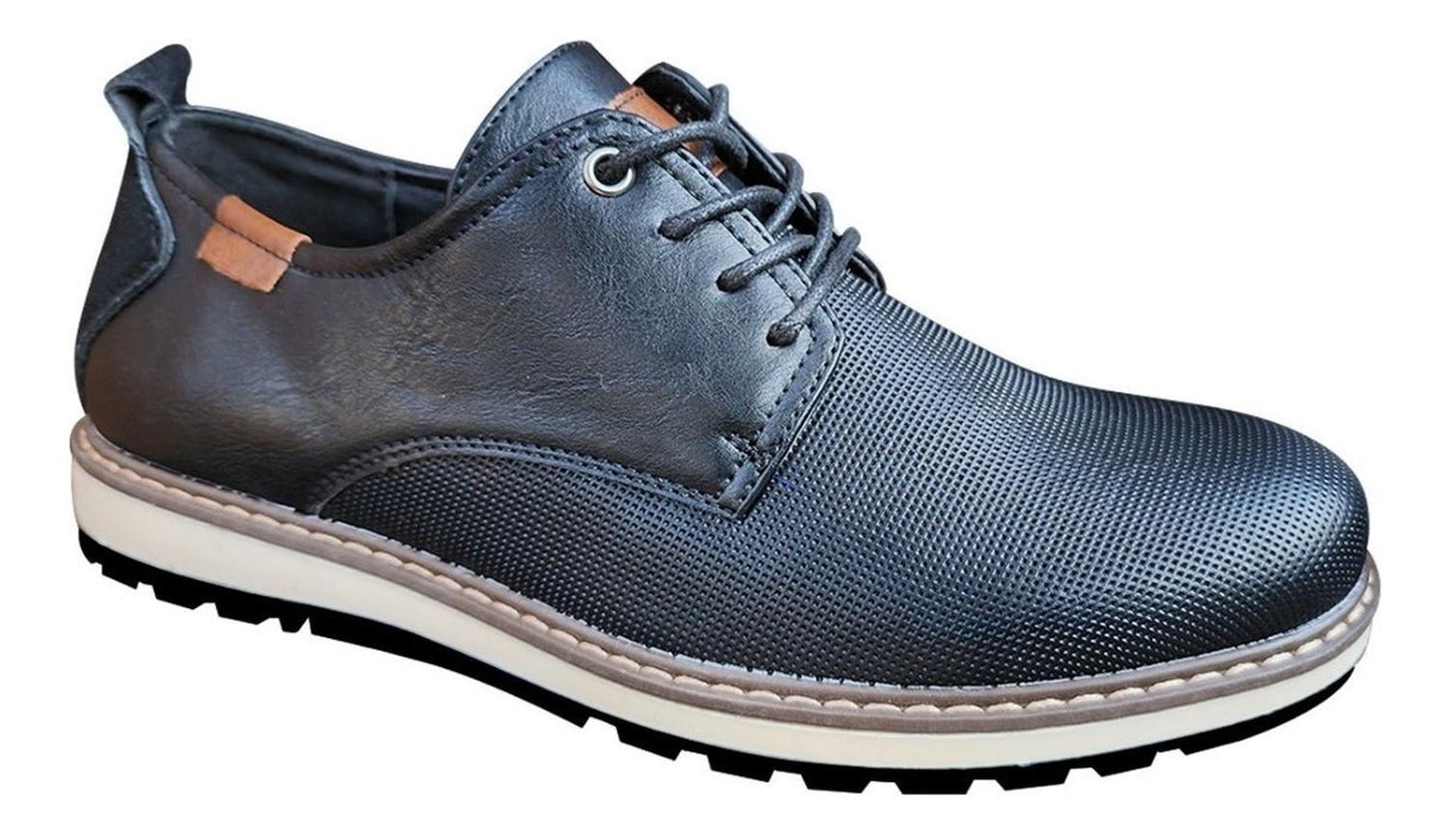 Zapato De Hombre Casual Oxford Cuero Pu - Negro - 7122-1
