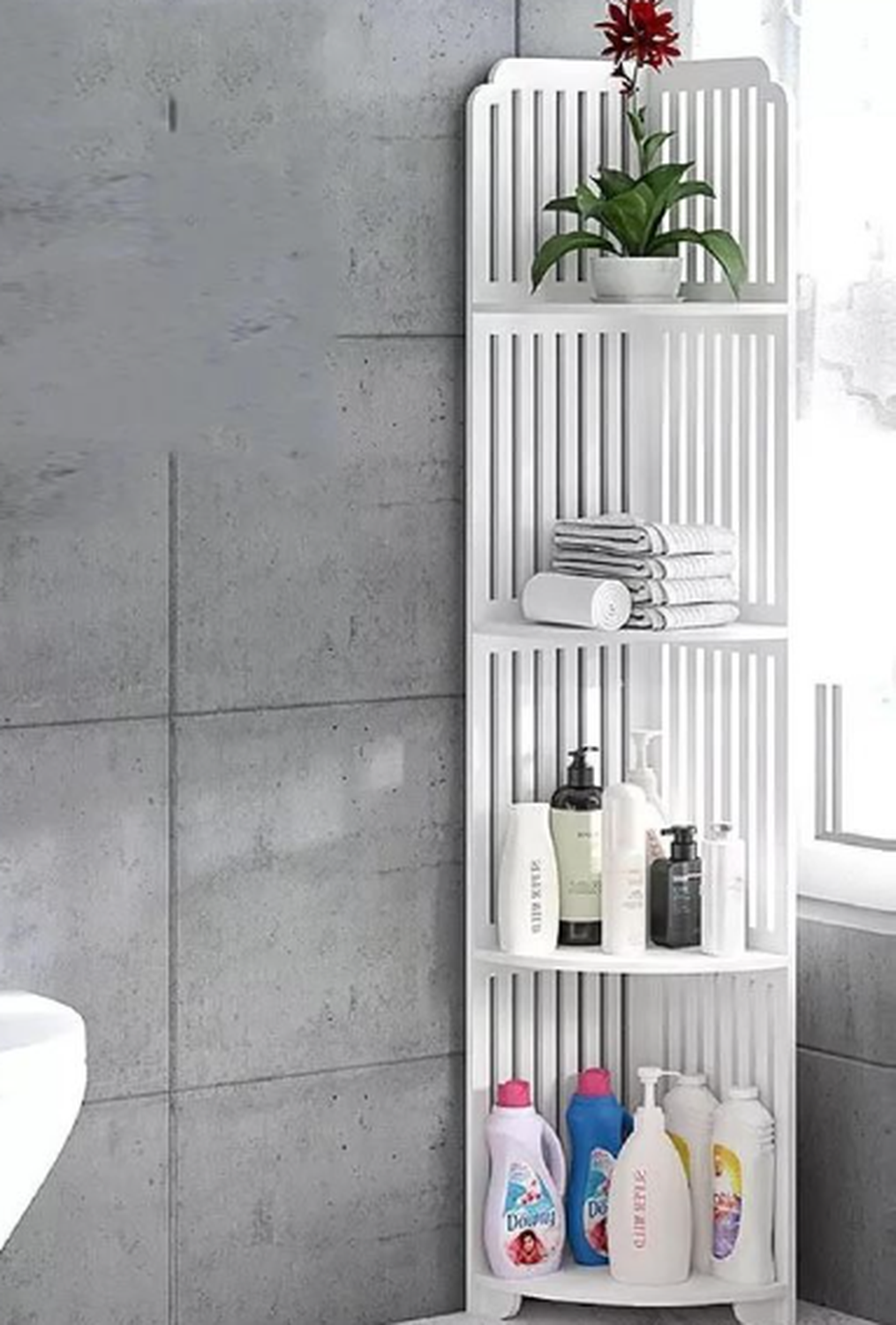 Esquinero Multiuso Blanco: Organizador de 120 cm de Alto con 4 Repisas-1