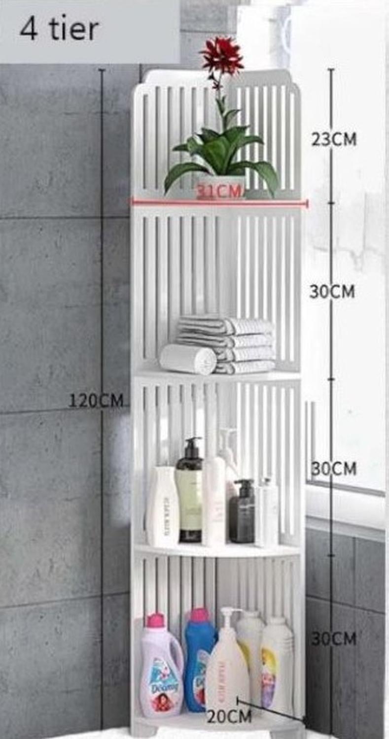 Esquinero Multiuso Blanco: Organizador de 120 cm de Alto con 4 Repisas-2