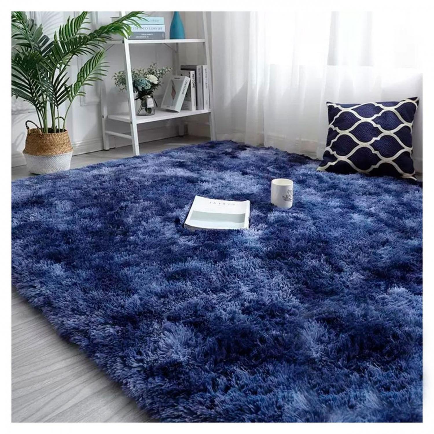 Alfombra Peluda Decorativa Hogar Oficina Colores Diseño Jaspeado 180x200-1