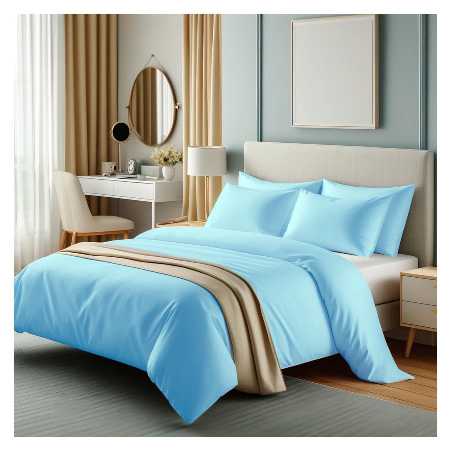 Sábanas 3000 Hilos 2.0 plazas Diseño Americano Celeste-1