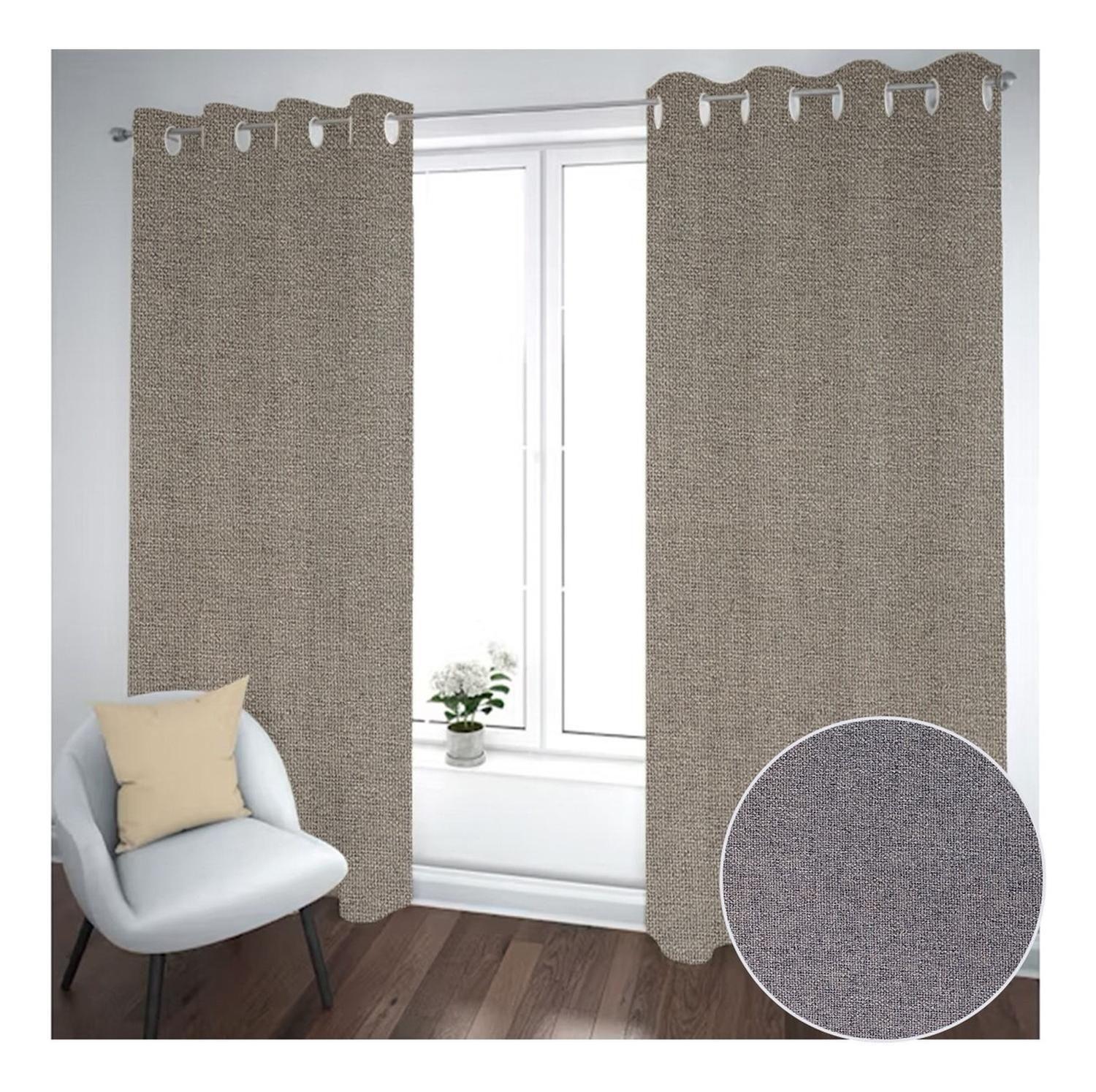 Cortina Black Out 2 Paños Decorativa N°9 Café Lisa(140X230)-0