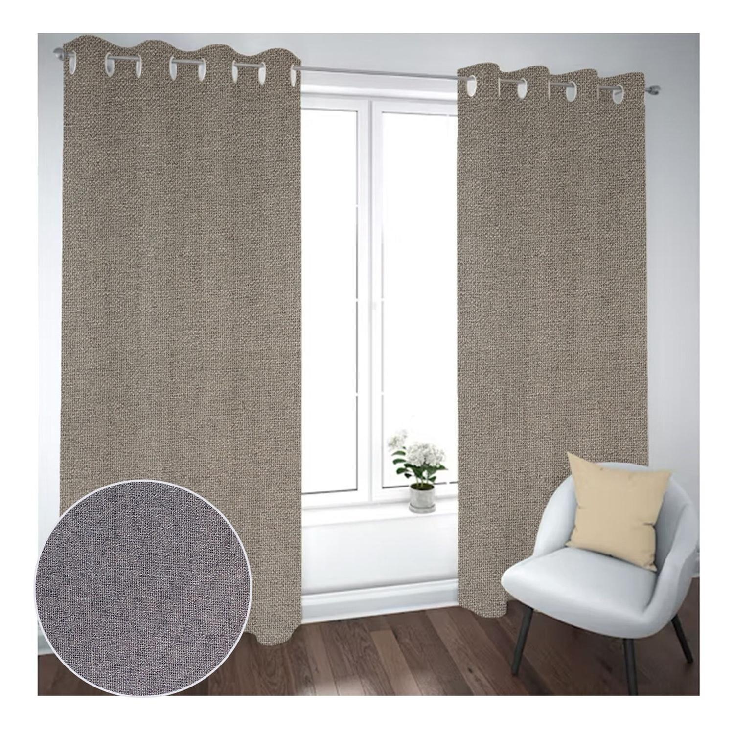 Cortina Black Out 2 Paños Decorativa N°9 Café Lisa(140X230)-1