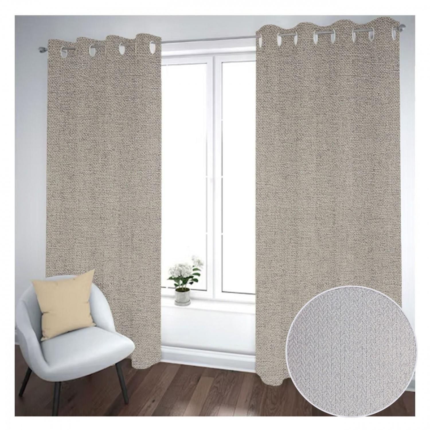 Cortina Black Out 2 Paños Decorativa Color Beige N°17 (140X230)-1