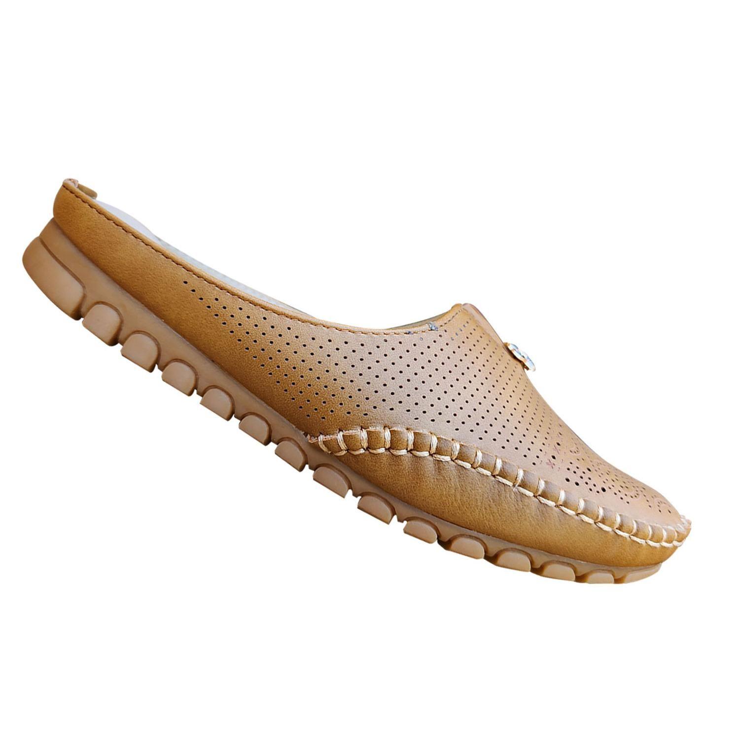 Zapato Mocasin Mujer Sin Talon Comodo Y Ligero Camel 7467-0