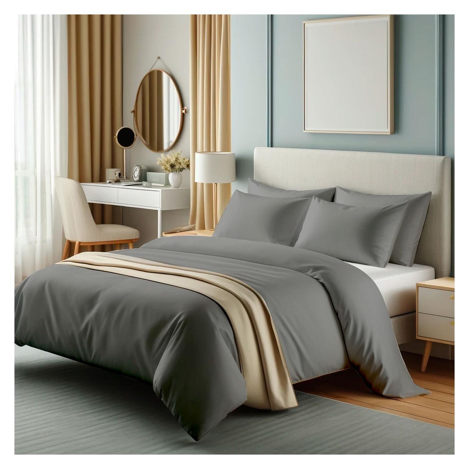 Sábanas 3000 Hilos 1.5 plazas Diseño Americano Gris-2