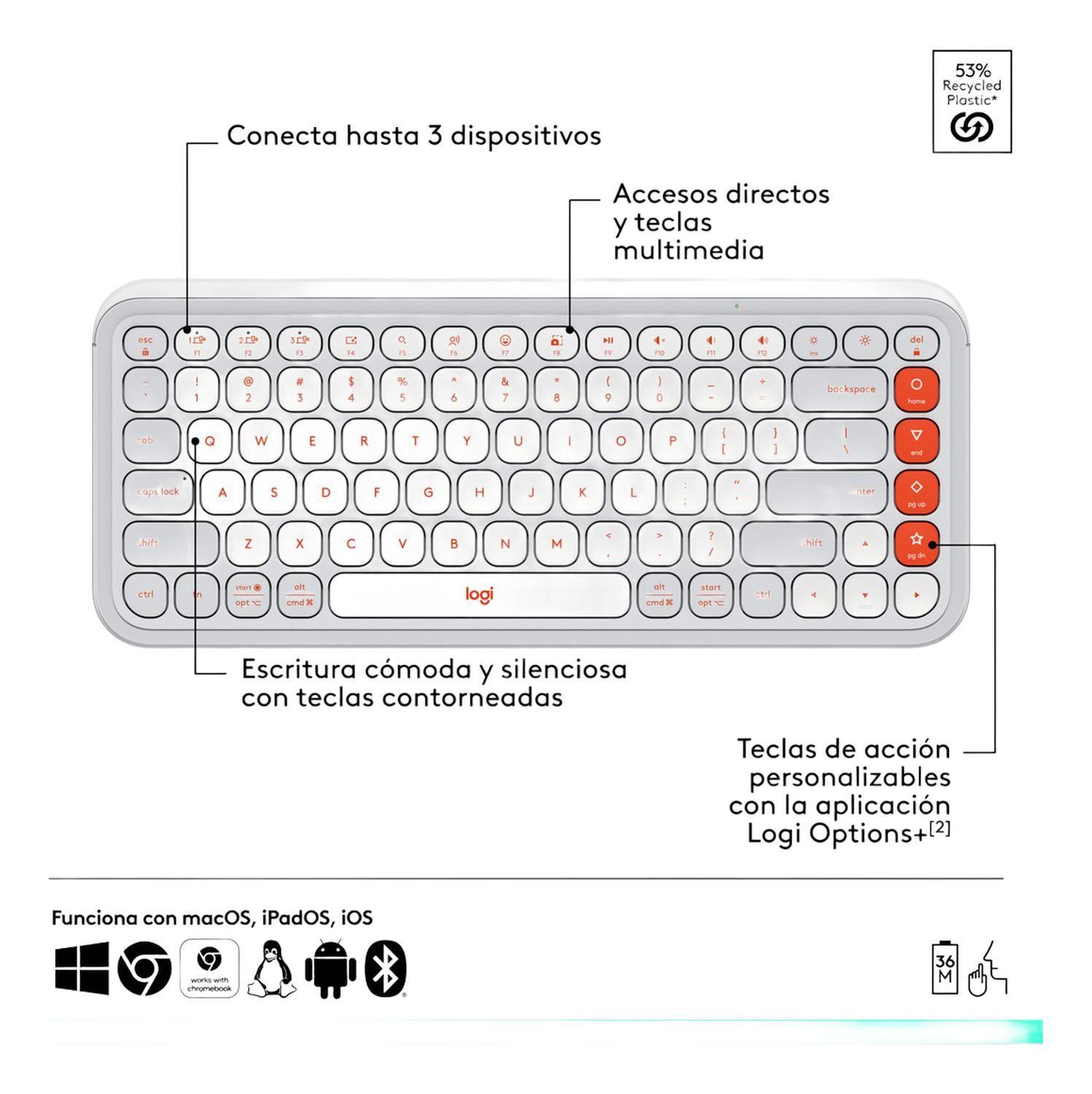 Kit Teclado Y Mouse Logitech Pop Icon, Español, Blanco 2024-3