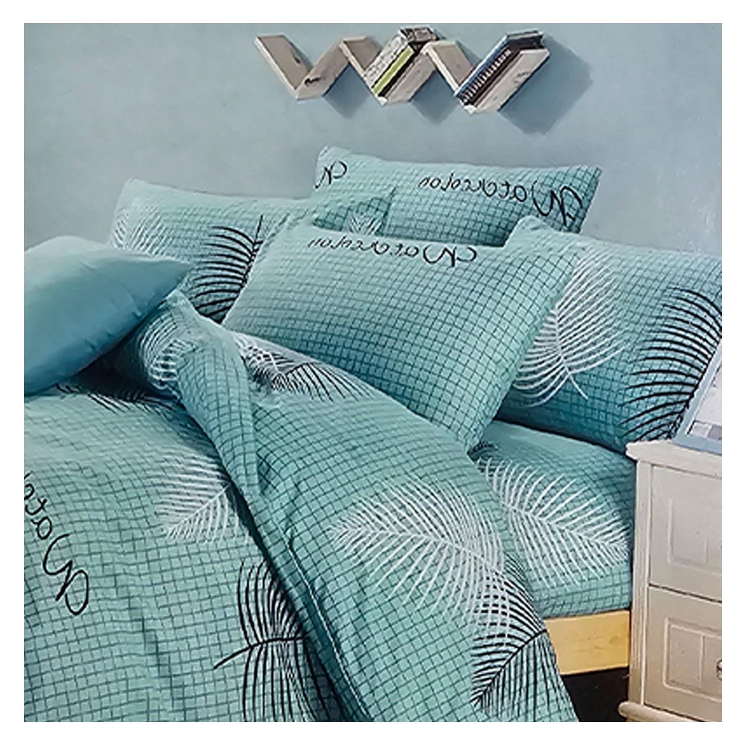 Sabana 800 Hilos 2.0 Plazas Estilo Americano Verde Agua Hojas-0