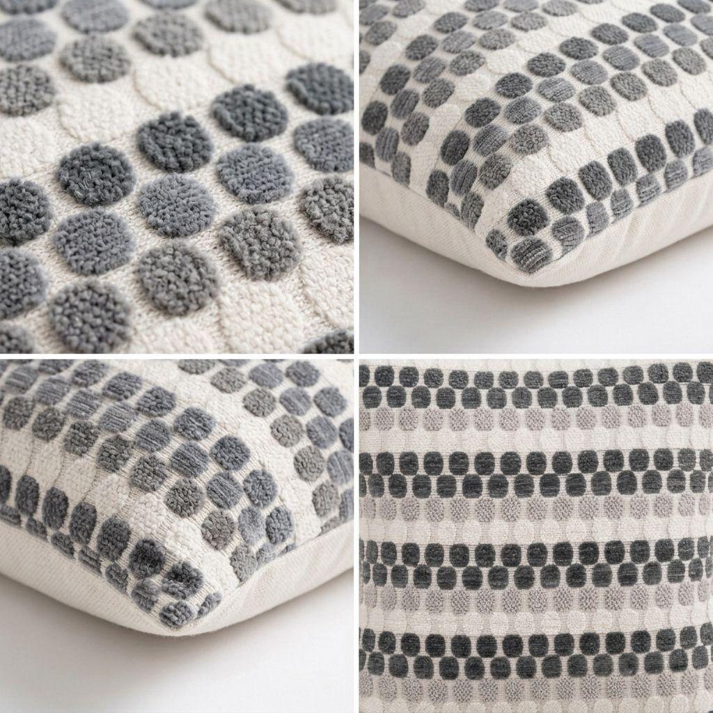 Pack 5 Fundas de Cojín Diseño Geométrico Texturado Gris 45x45 cm - 012-5
