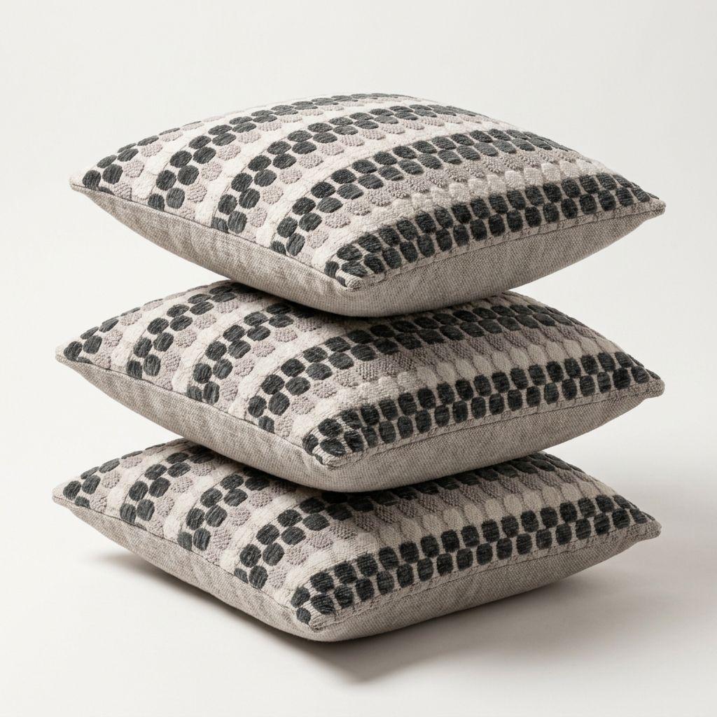 Pack 5 Fundas de Cojín Diseño Geométrico Texturado Gris 45x45 cm - 012-7