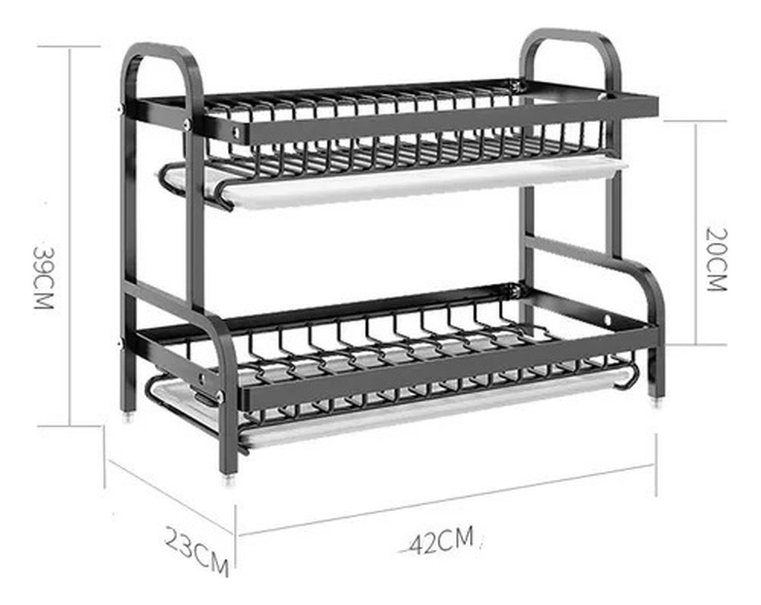 Organizador Escurridor De Platos 2 Niveles Color Negro-1