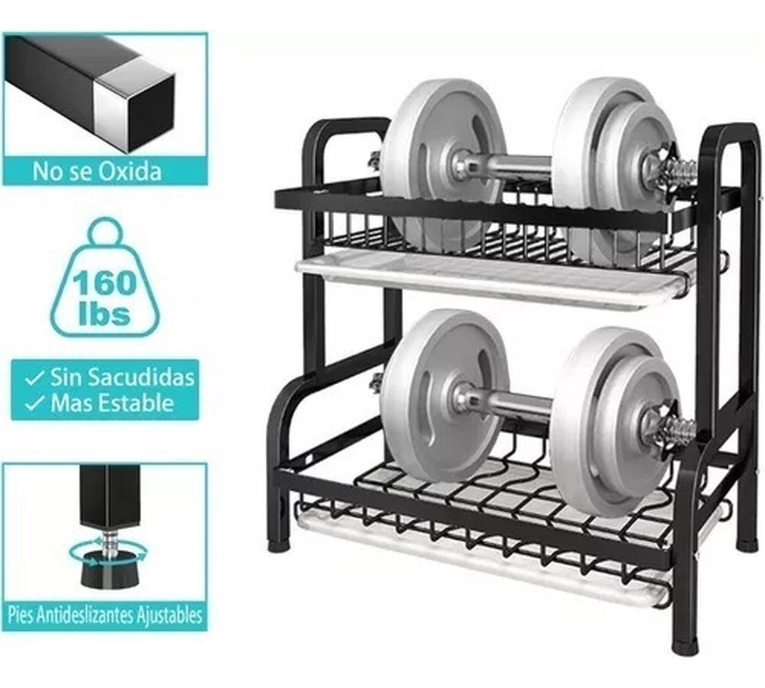 Organizador Escurridor De Platos 2 Niveles Color Negro-2