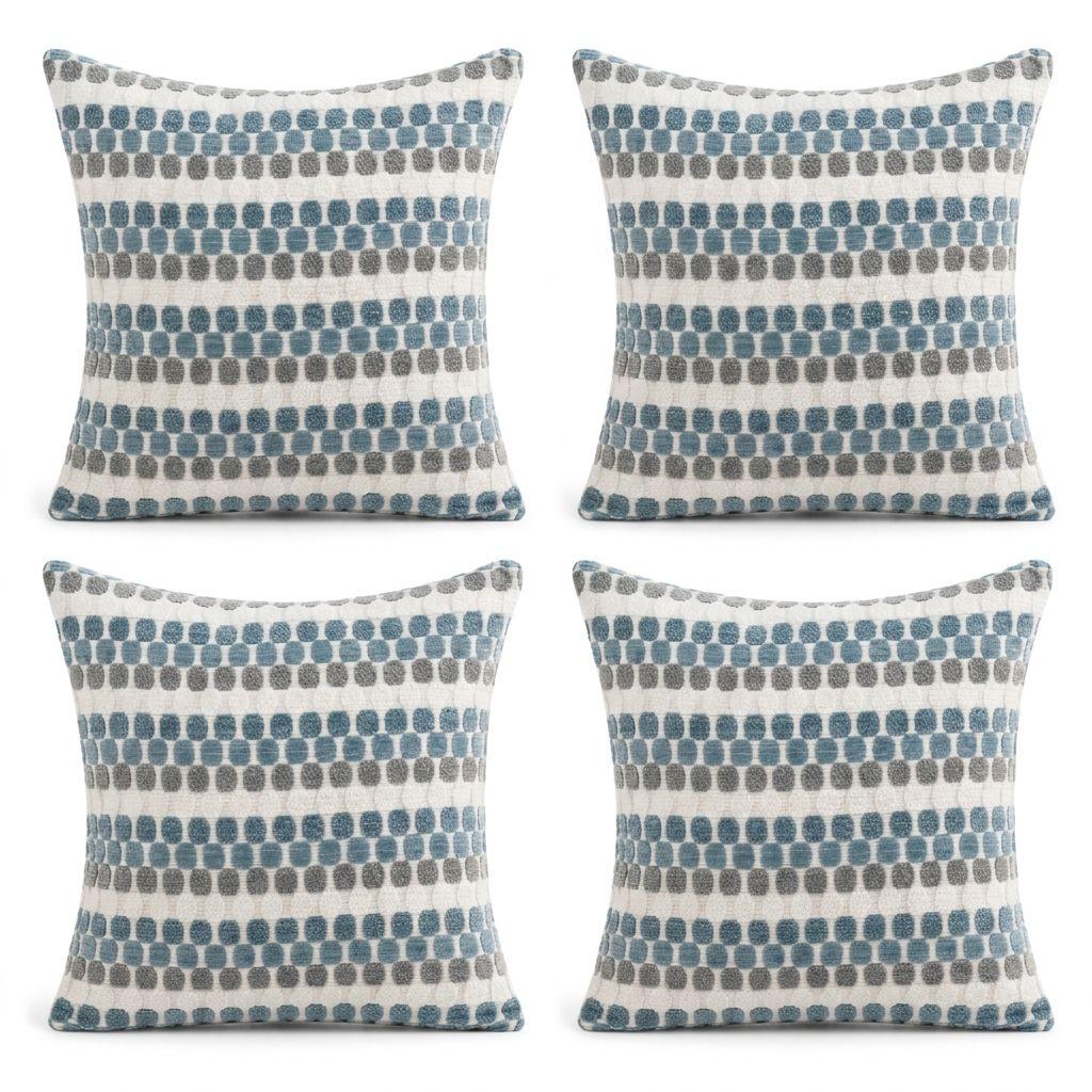 Set 4 Fundas Para Cojín Diseño Geométrico Azul 45x45 cm - 012-3