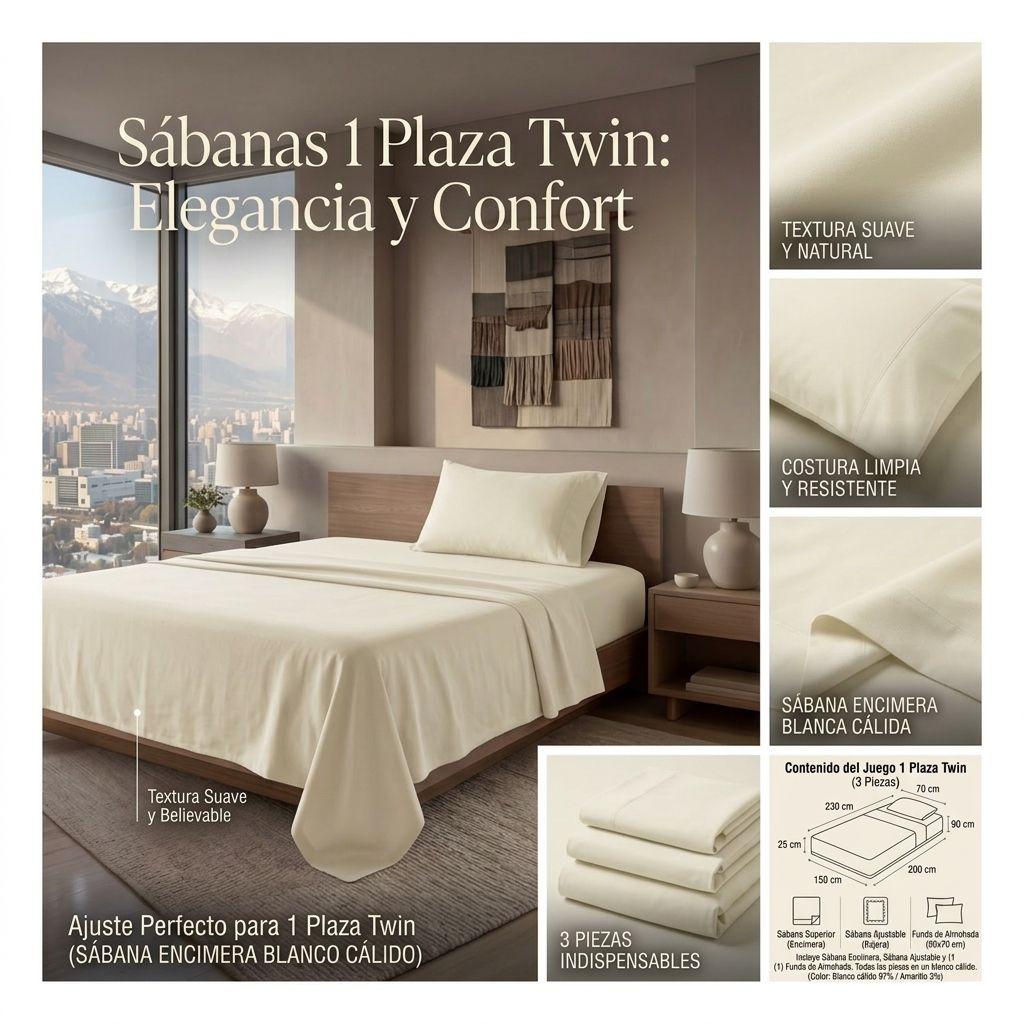 juego De Sabanas Algodon 800 Hilos Twin 1 Plaza- 3 Piezas 669-4