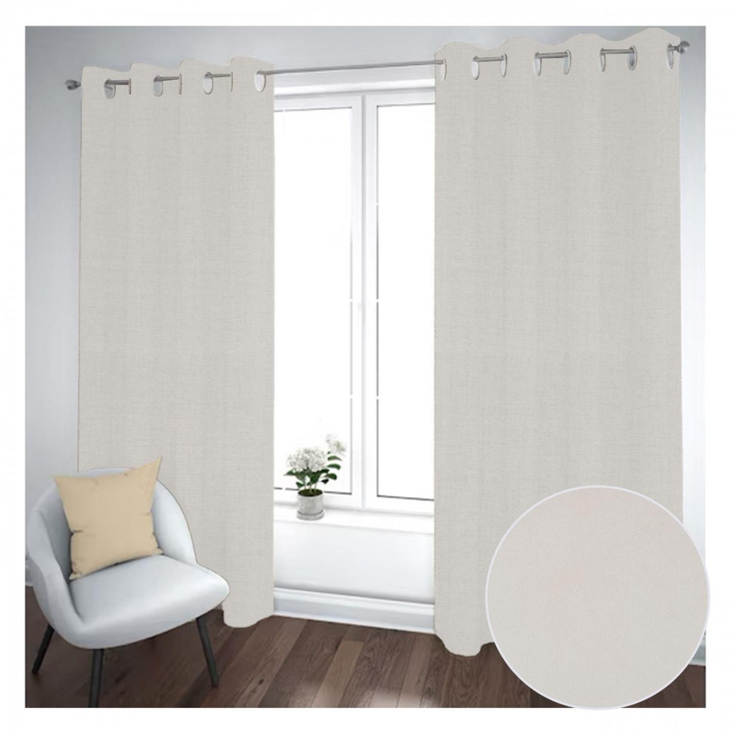 Cortina Black Out 2 Paños Decorativa Color Gris N°74 (140X230)-0