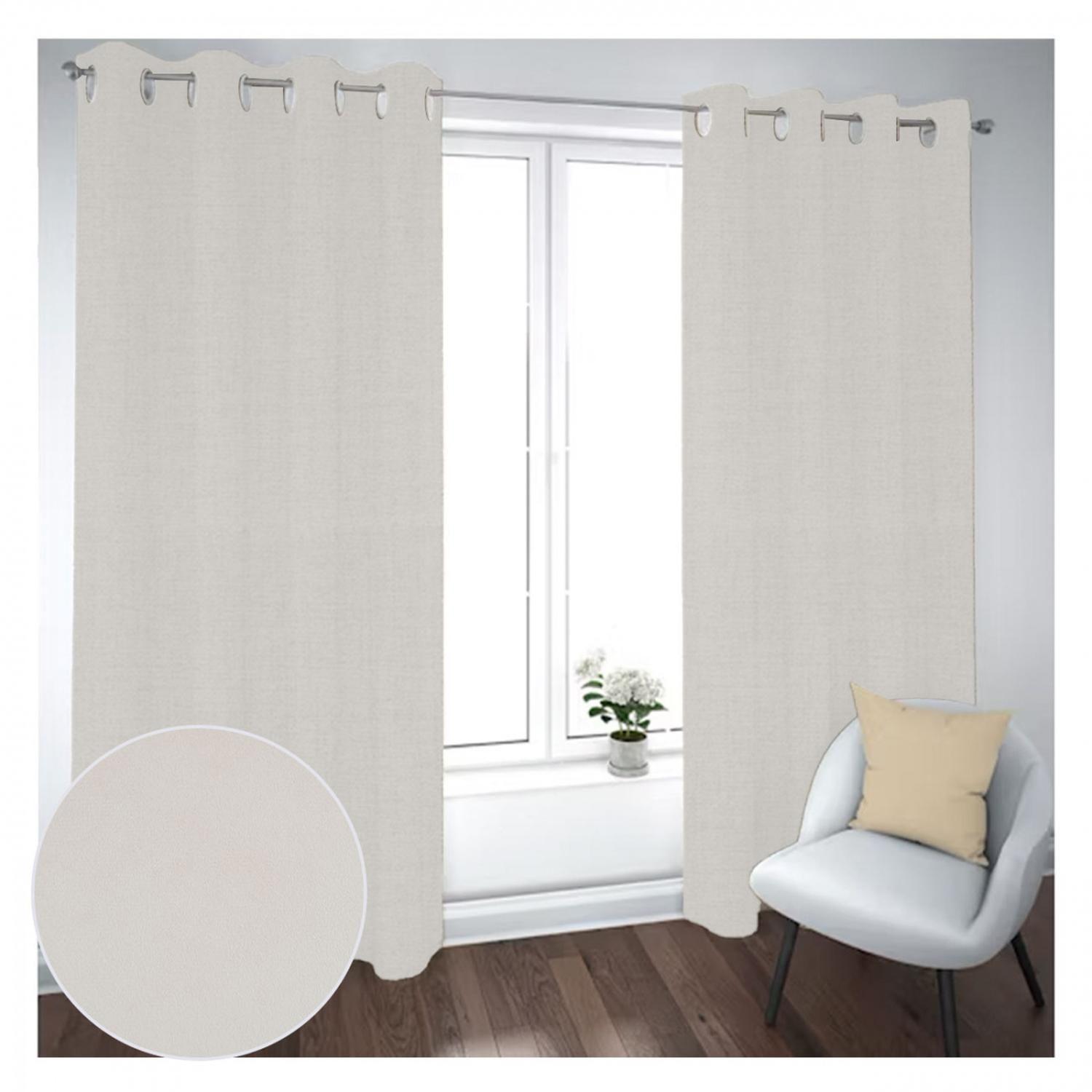 Cortina Black Out 2 Paños Decorativa Color Gris N°74 (140X230)-1