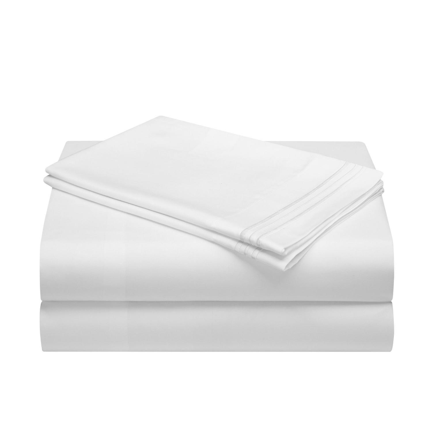 Sábanas Blancas Premium 1 Plaza con Fundas Bordadas de Microfibra-2