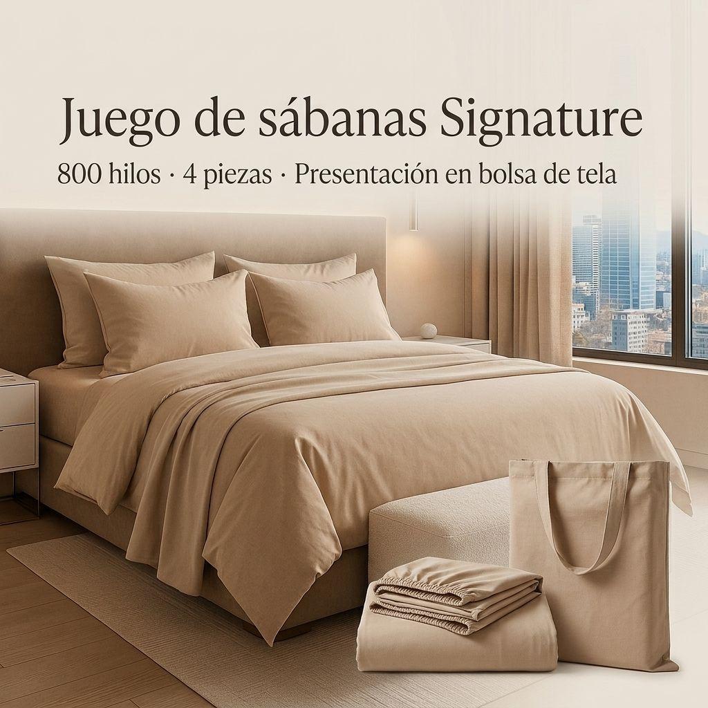 SABANAS 800 HILOS SIGNATURE BEIGE 2 PLAZAS 794-0