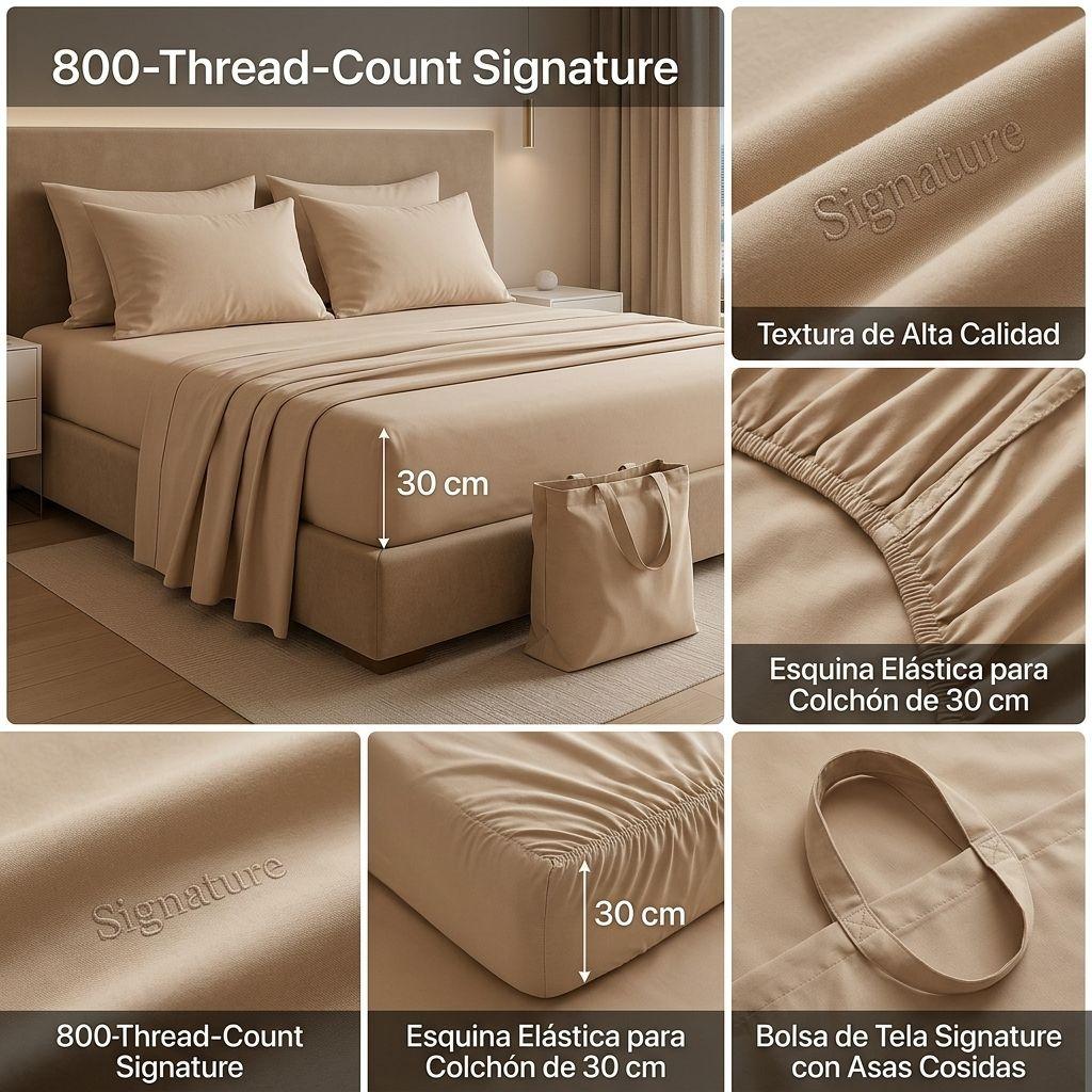SABANAS 800 HILOS SIGNATURE BEIGE 2 PLAZAS 794-2