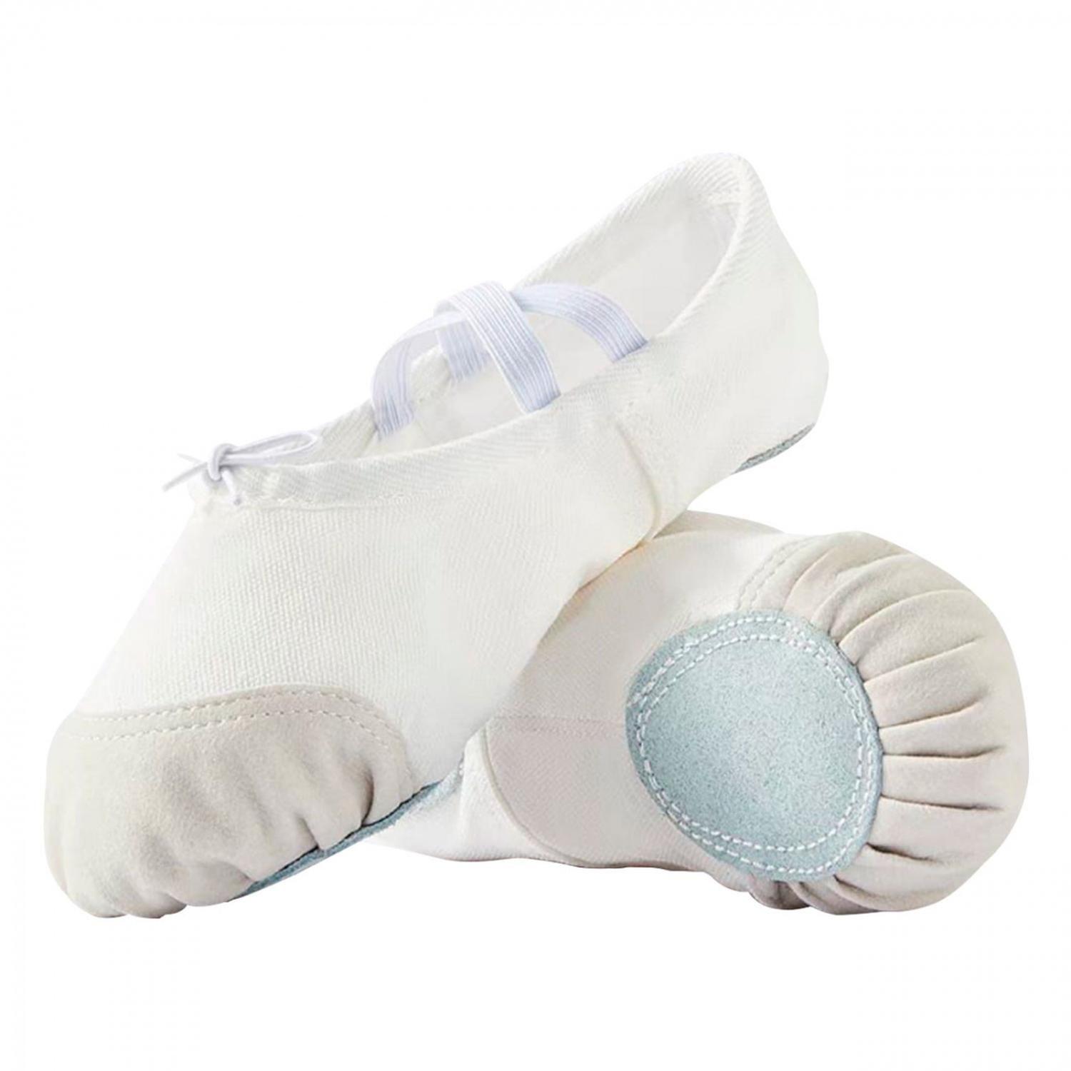 Zapatillas Media Punta Lona Y Gamuza Ballet Niña Blanco 7701-1