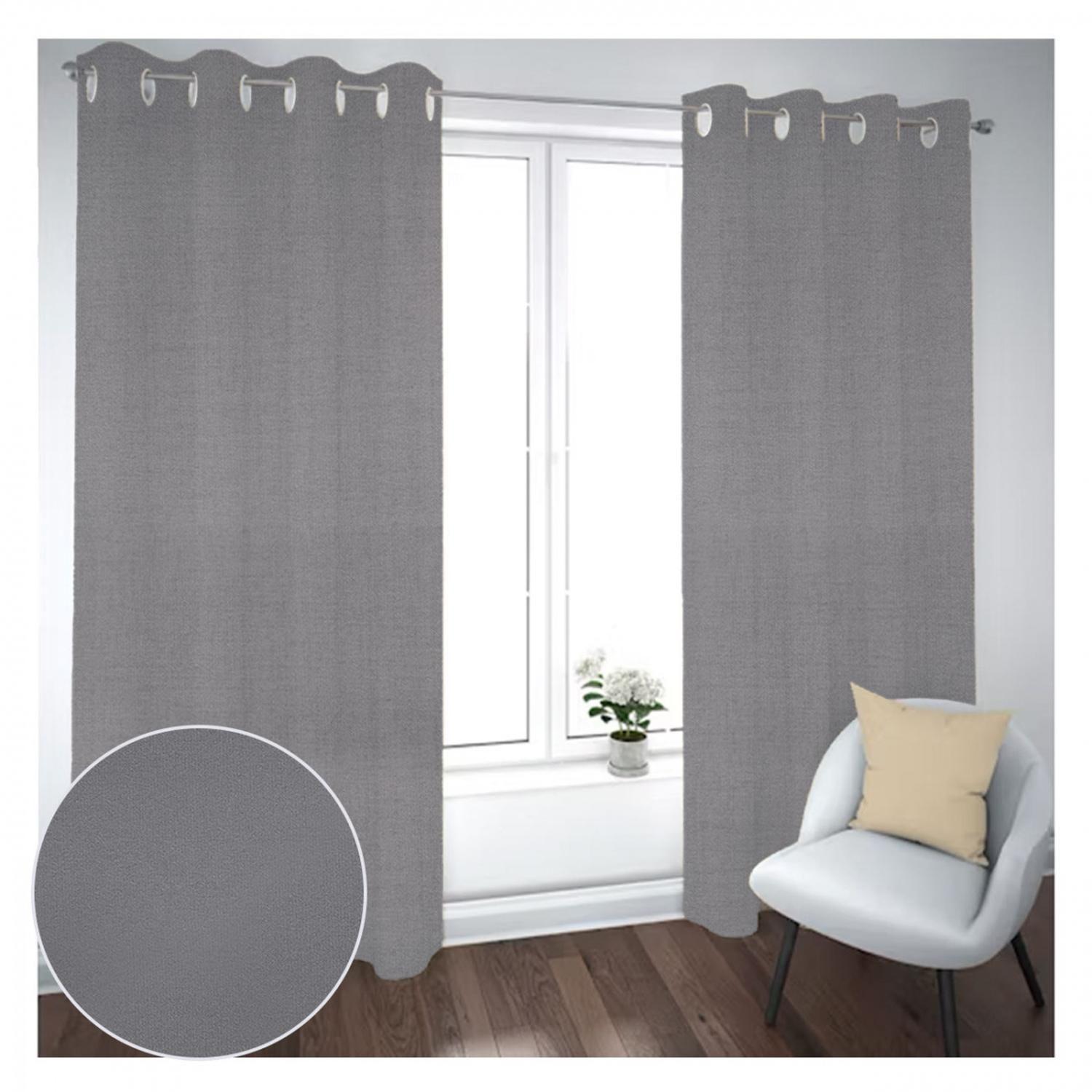 Cortina Black Out 2 Paños Decorativa Gris liso N°33 (140X230)-0