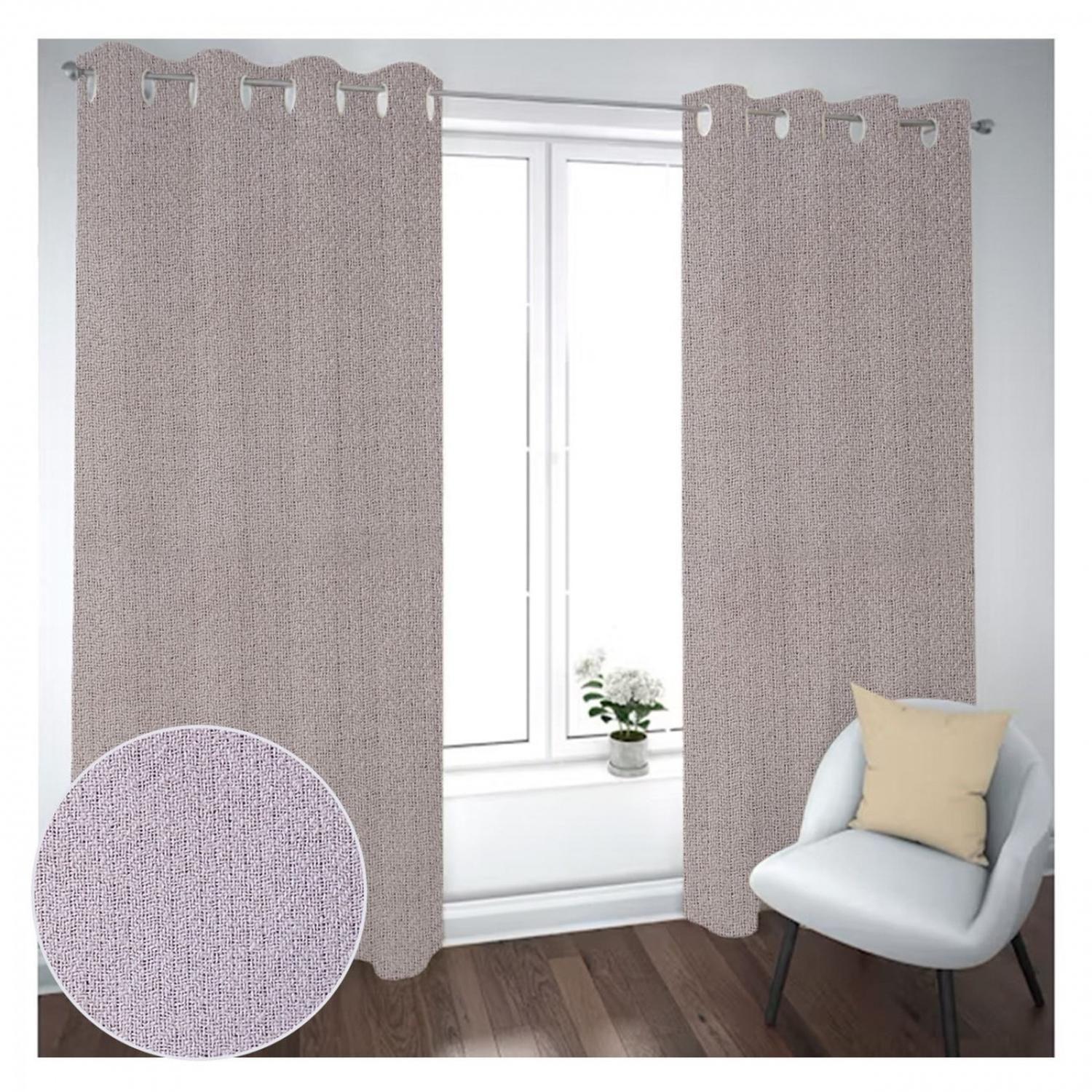 Cortina Black Out 2 Paños Decorativa Beige Diseño N°1(140X230)-0