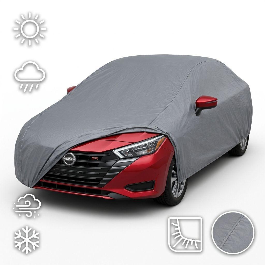 Funda Cubre Auto Gris Plomo Para Versa -0
