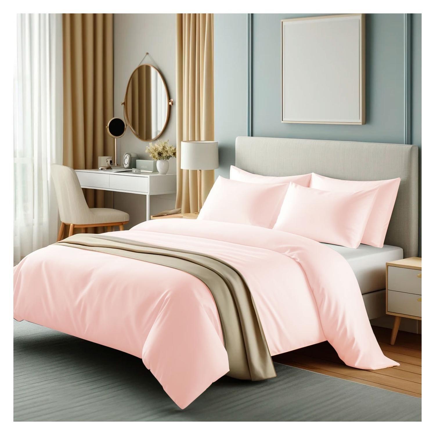 Sábanas 3000 Hilos 1.5 plazas Diseño Americano Rosa claro-1