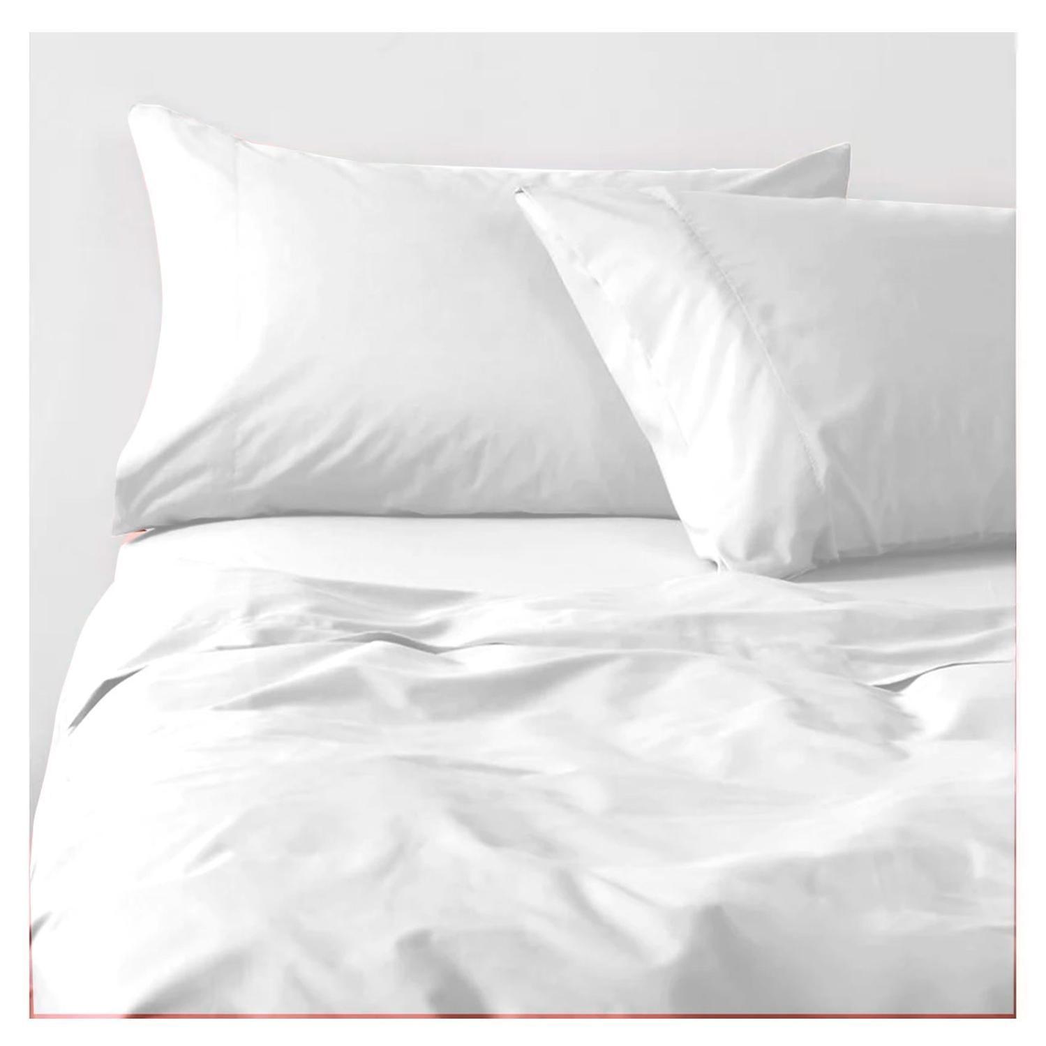 Sábanas 3000 Hilos 1.5 plazas Diseño Americano Blanco-0