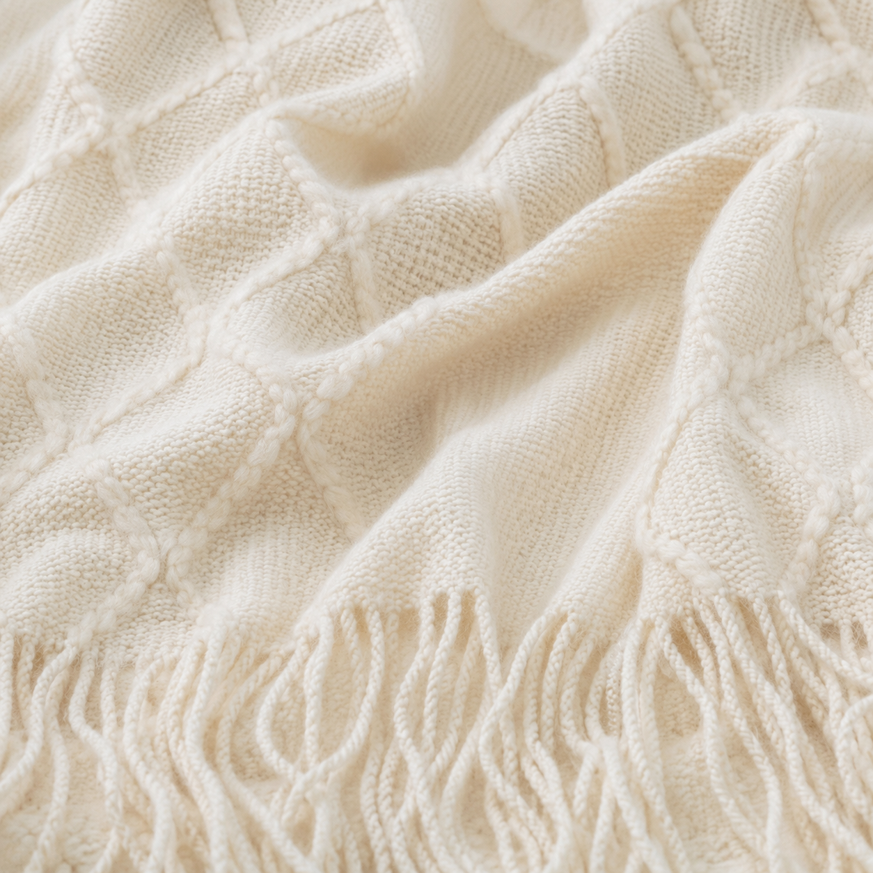 Manta Crema Liviana Decorativa Para Cama Y Sillón Modelo 012-6