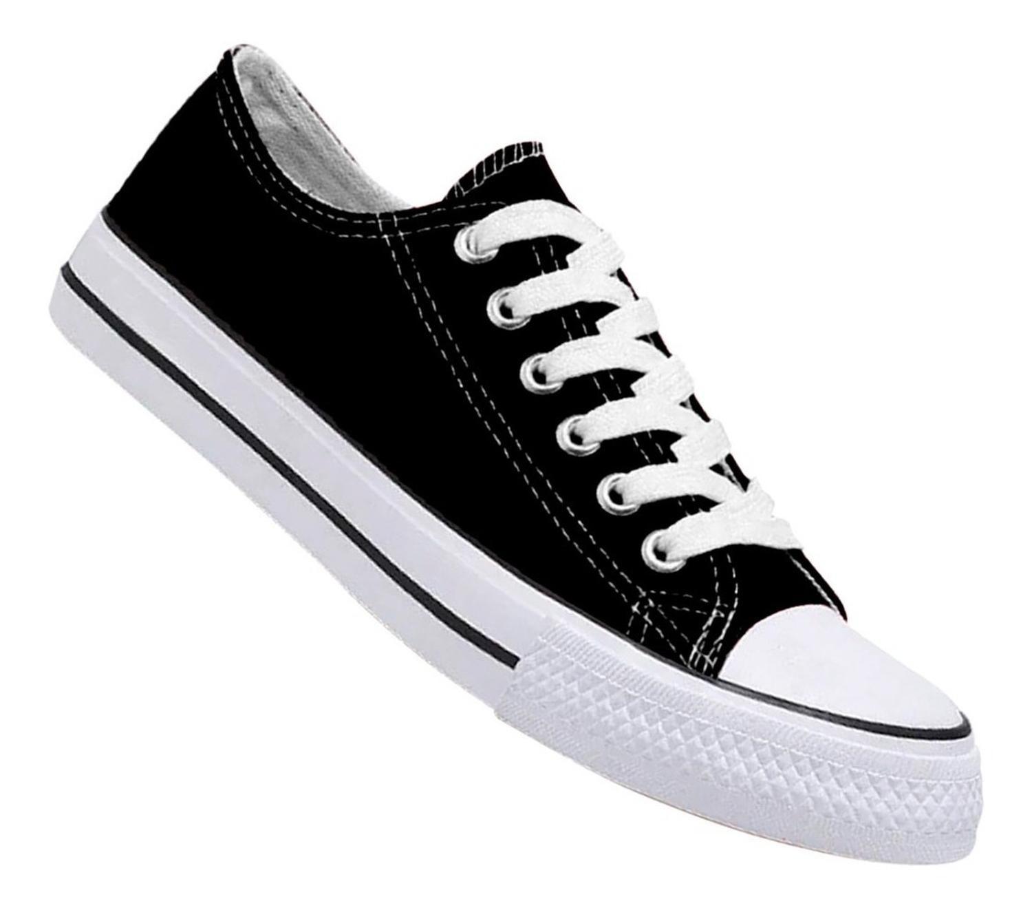 Zapatilla Urbana De Lona Unisex Casual - Negro y Blanco - 7089-0
