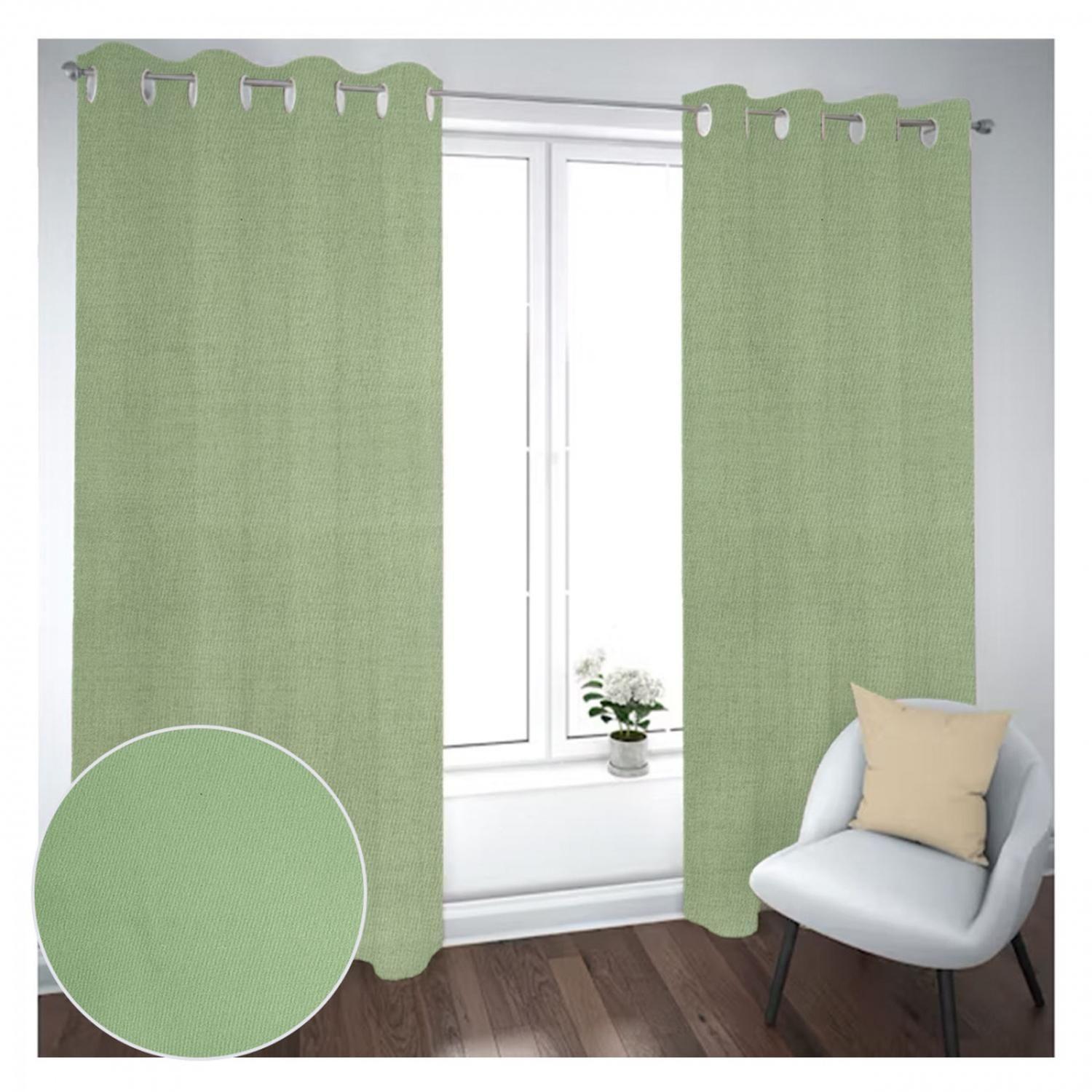 Cortina Black Out 2 Paños Decorativa Color Verde N°55 (140X230)-0