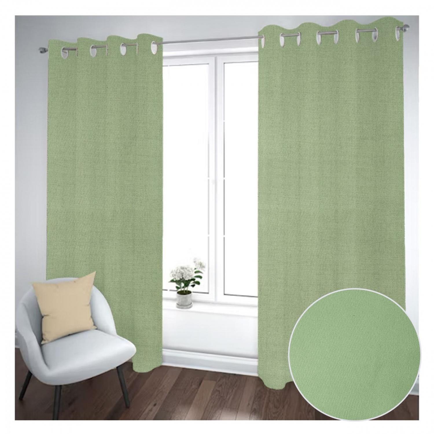 Cortina Black Out 2 Paños Decorativa Color Verde N°55 (140X230)-1