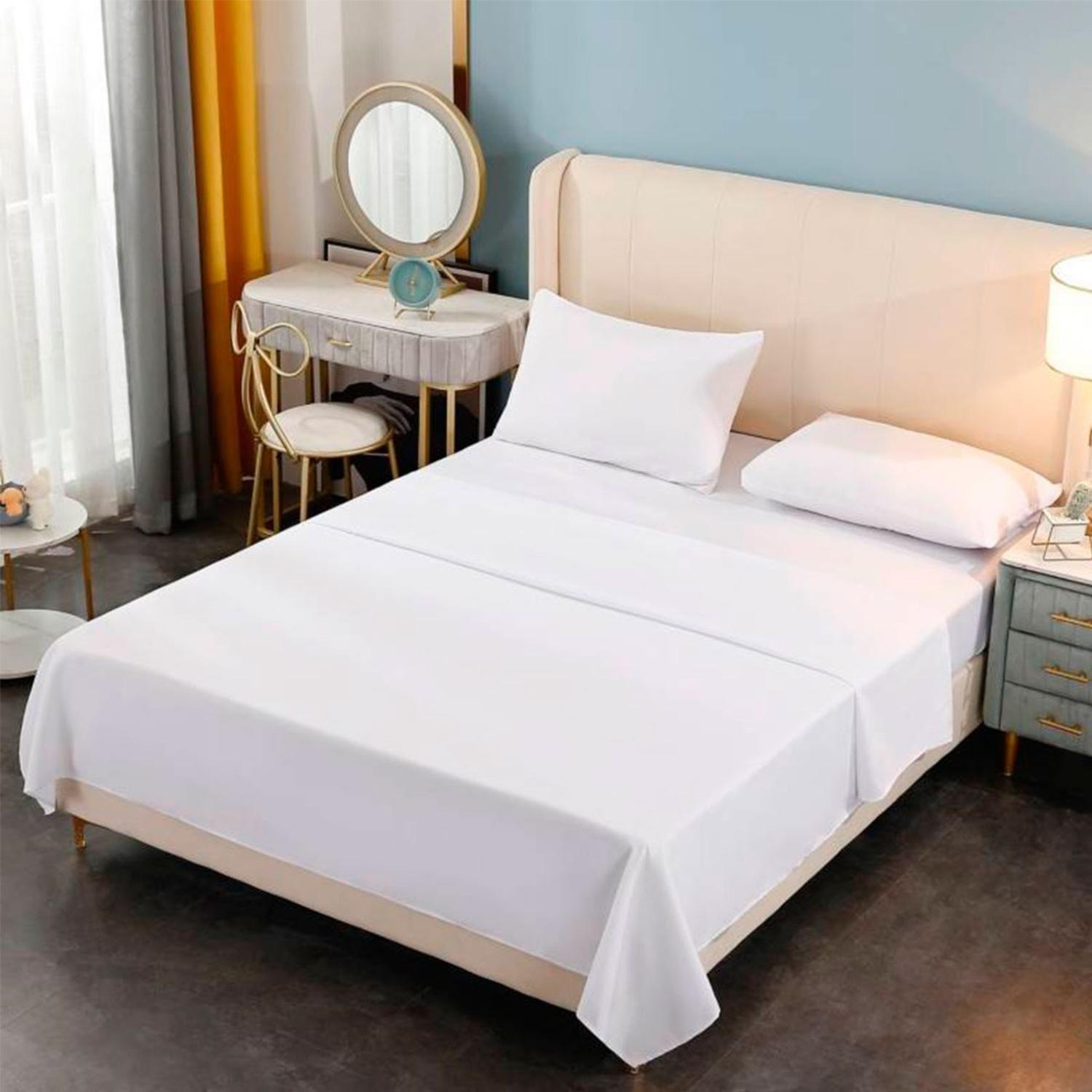 Juego De Sabana Premium 188 Hilos Super King Blanca-0