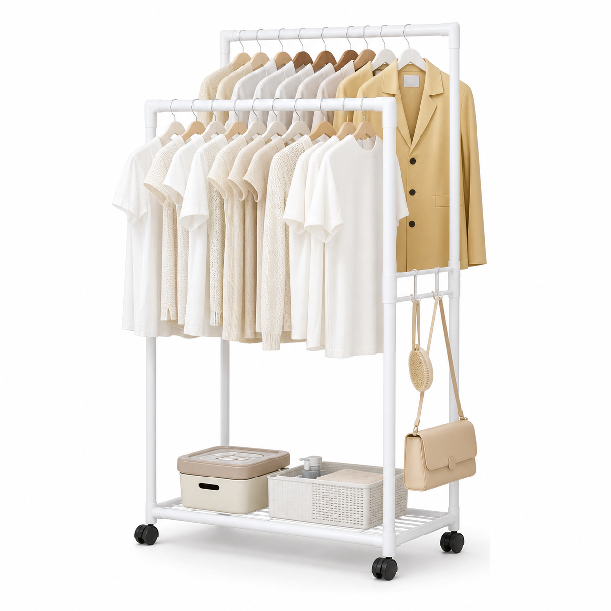 Organizador de Ropa Perchero Metálico Plegable Blanco 027-2
