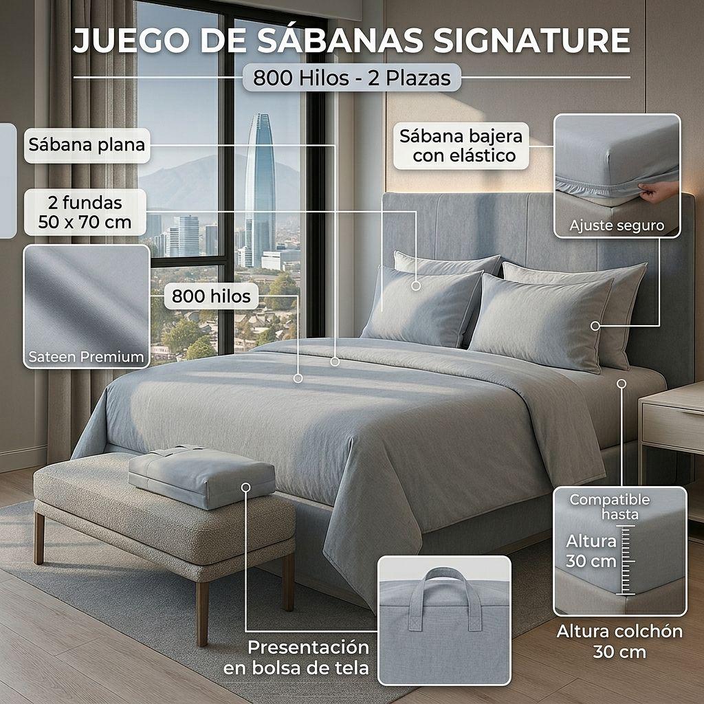 SABANAS 800 HILOS SIGNATURE CREMA 2 PLAZAS 794-8