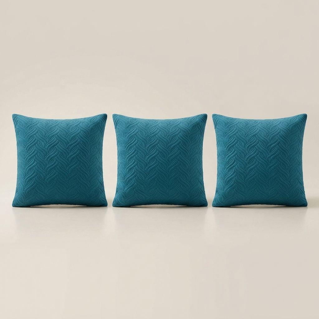 Funda Decorativa Plush Turquesa Texturizada Pack de 3 046 Elegante-6