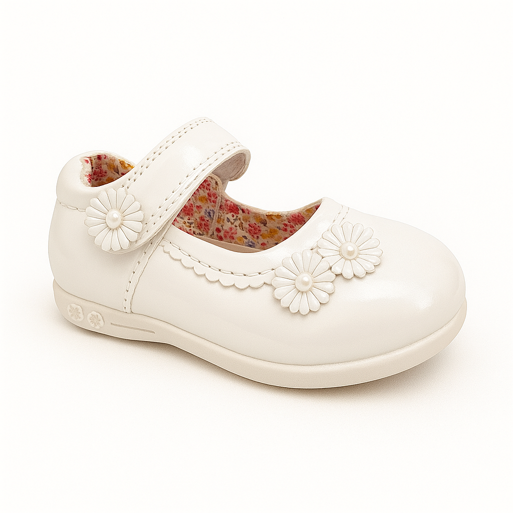 Zapato Charol Niña Blanco Para Eventos Elegantes 7002-0