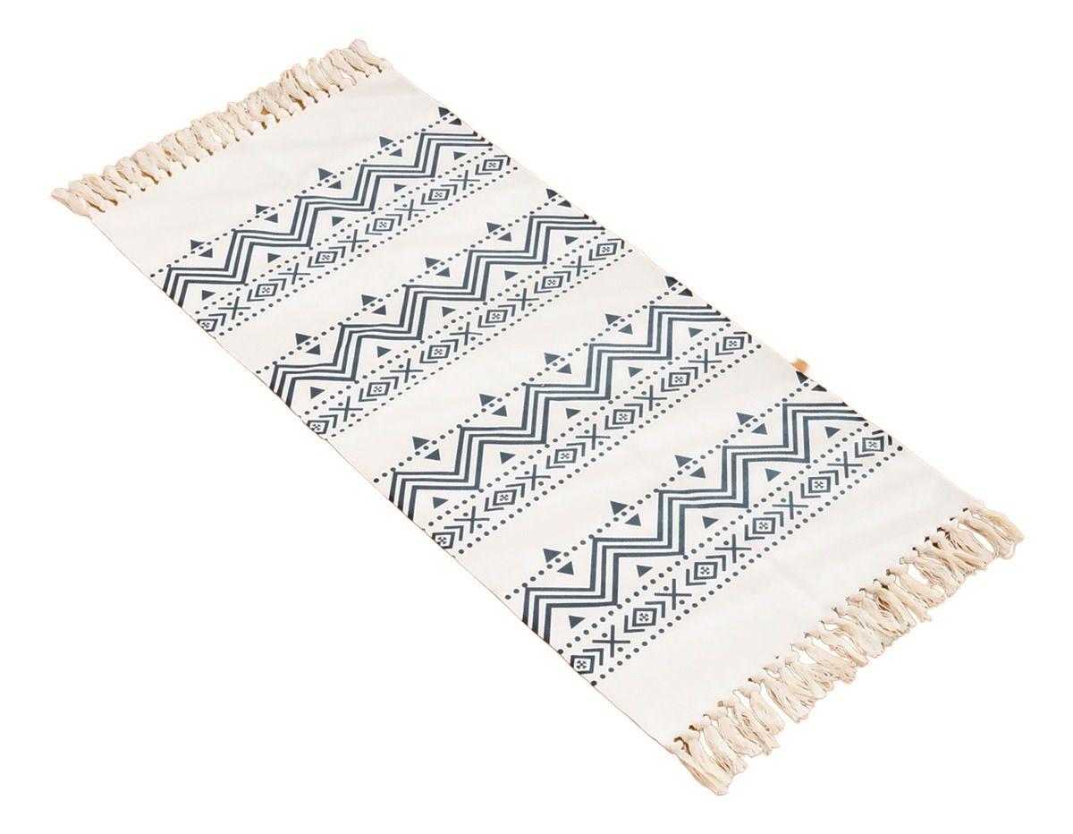 Bajada De Cama 60x130cm De Lino Grueso Con Diseño Étnico 744-0
