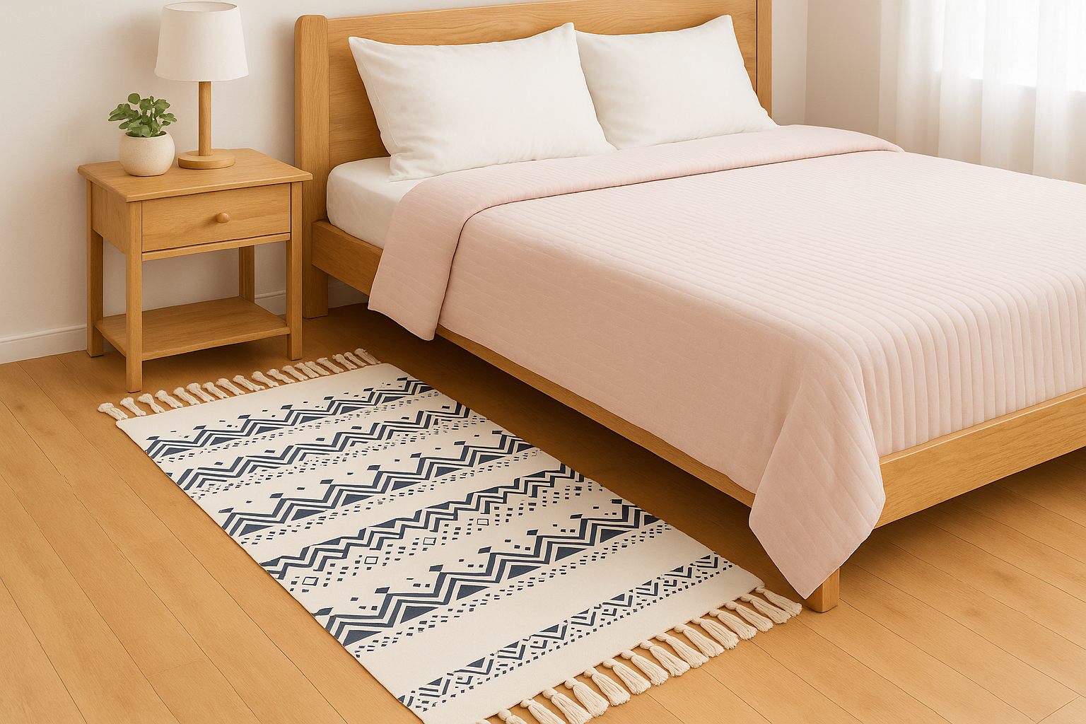 Bajada De Cama 60x130cm De Lino Grueso Con Diseño Étnico 744-2