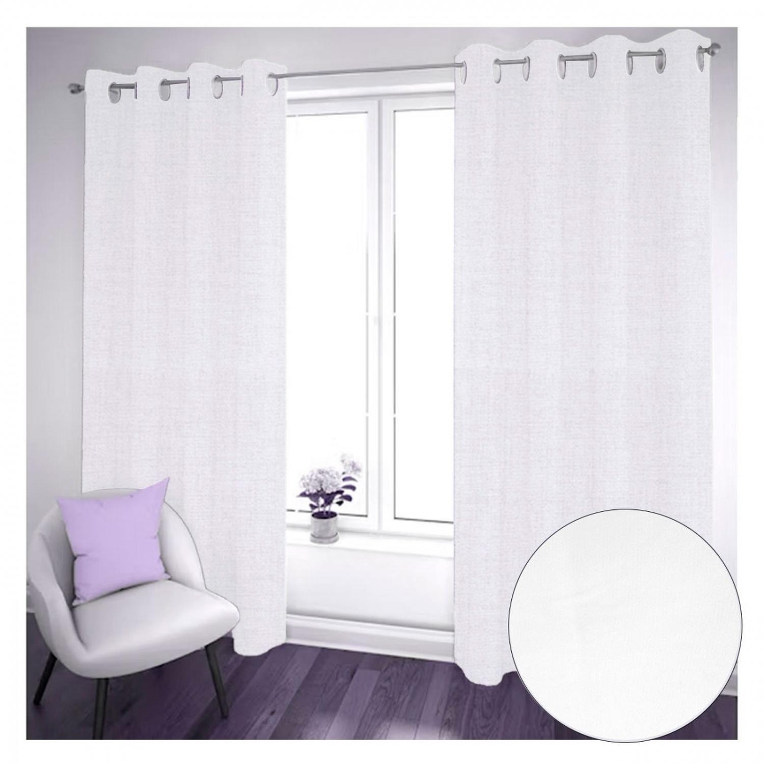 Cortina Black Out 2 Paños Decorativa Color Blanco N°80 (140X225)-0