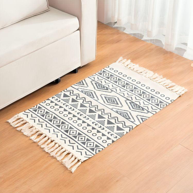 Bajada De Cama 60x90cm Lino Resistente Con Diseño Étnico 735-2
