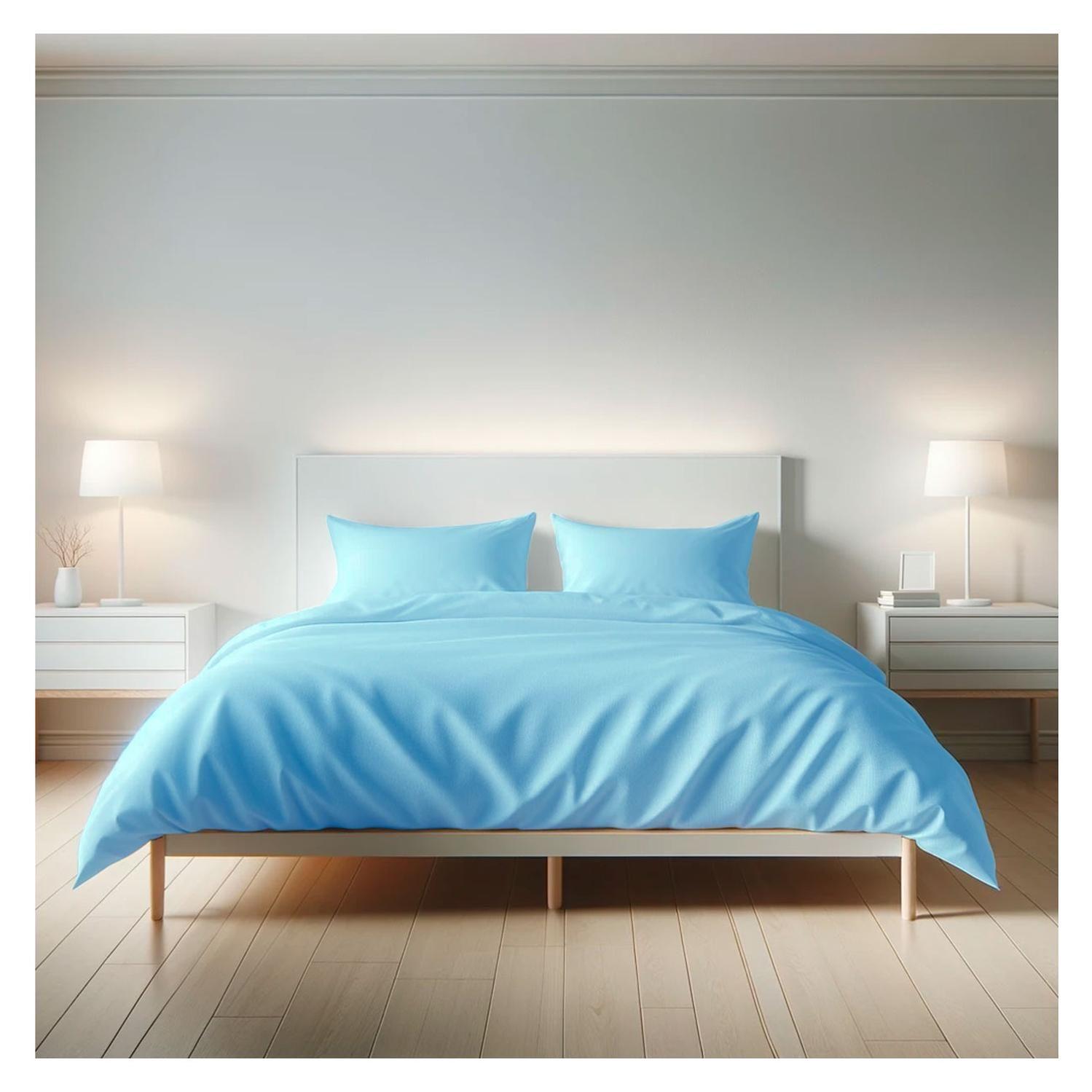 Sábanas 3000 Hilos 2.5 plazas Diseño Americano Celeste-2