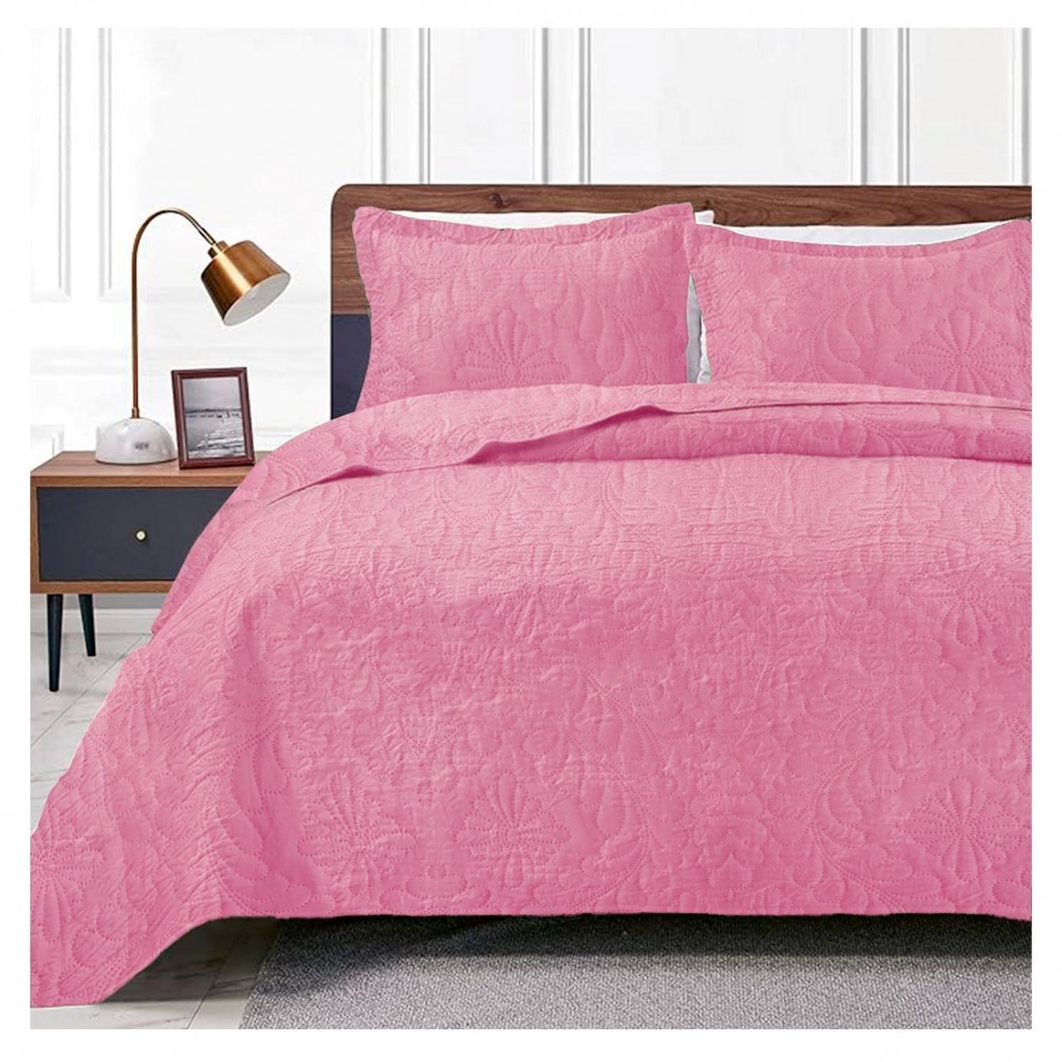 Cubrecama De Verano Quilt 1.5 Plaza (plaza Y Media) Rosado-1