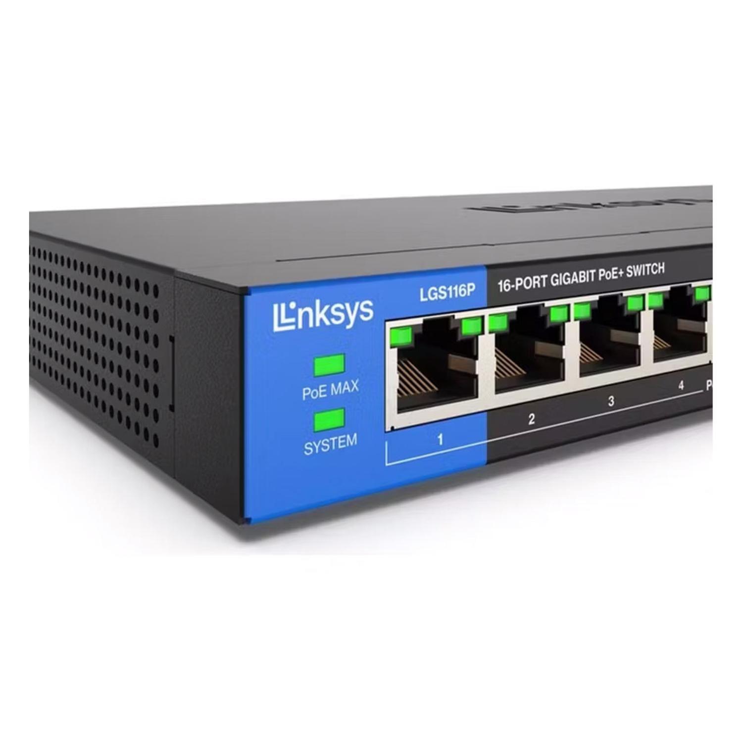 Switch Linksys Lgs116p Business Poe+ 1000mbps /80 Watts 8+8-0