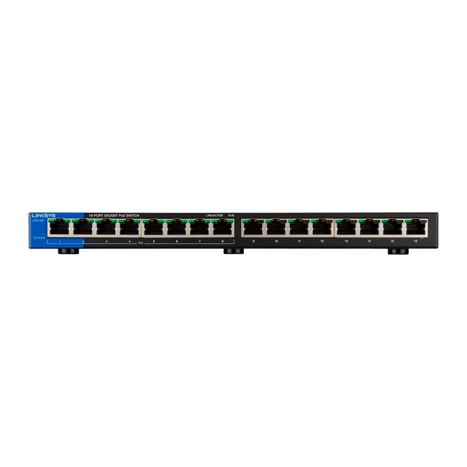 Switch Linksys Lgs116p Business Poe+ 1000mbps /80 Watts 8+8-1