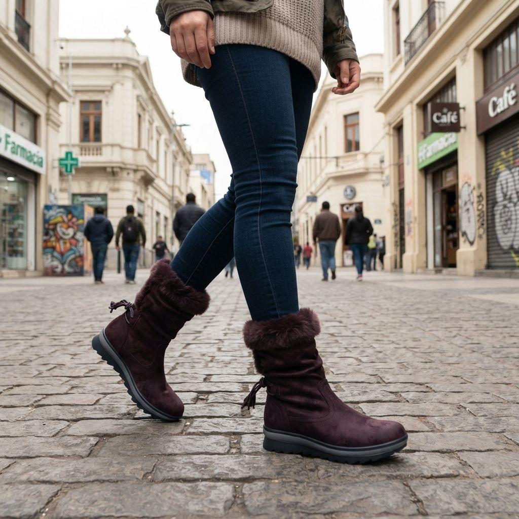 Botas Caña Alta Mujer Casual Tendencia Otoño Invierno Marrón 7140 Elegante-4