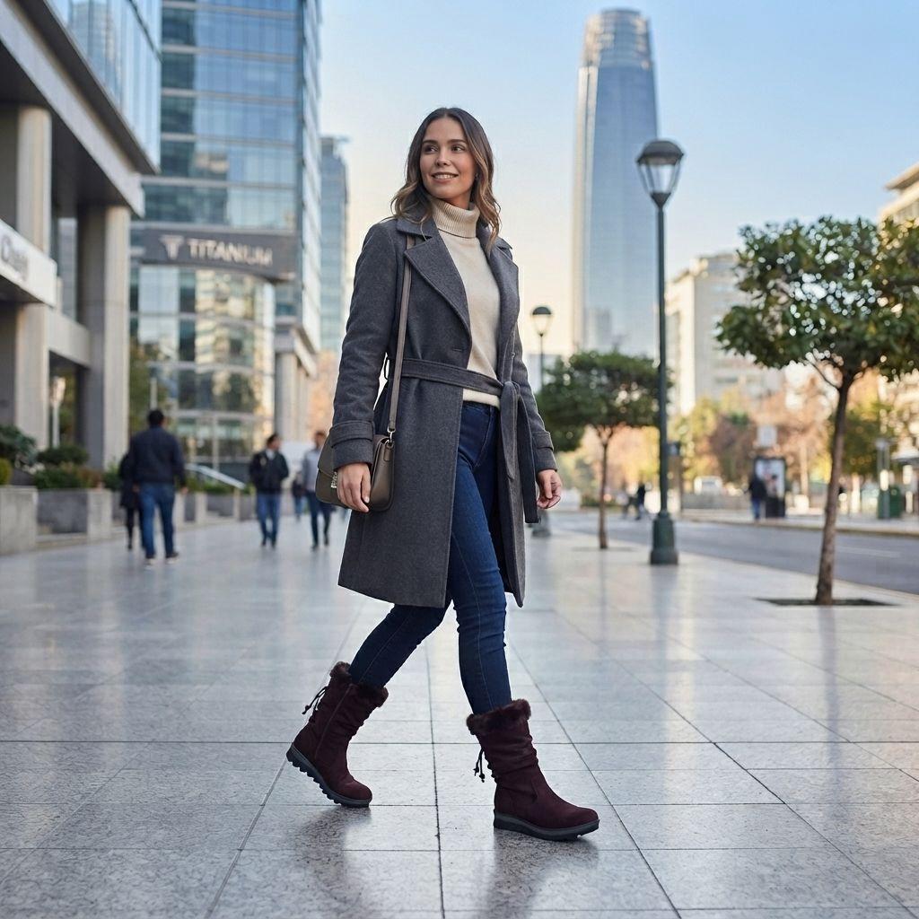 Botas Caña Alta Mujer Casual Tendencia Otoño Invierno Marrón 7140 Elegante-6