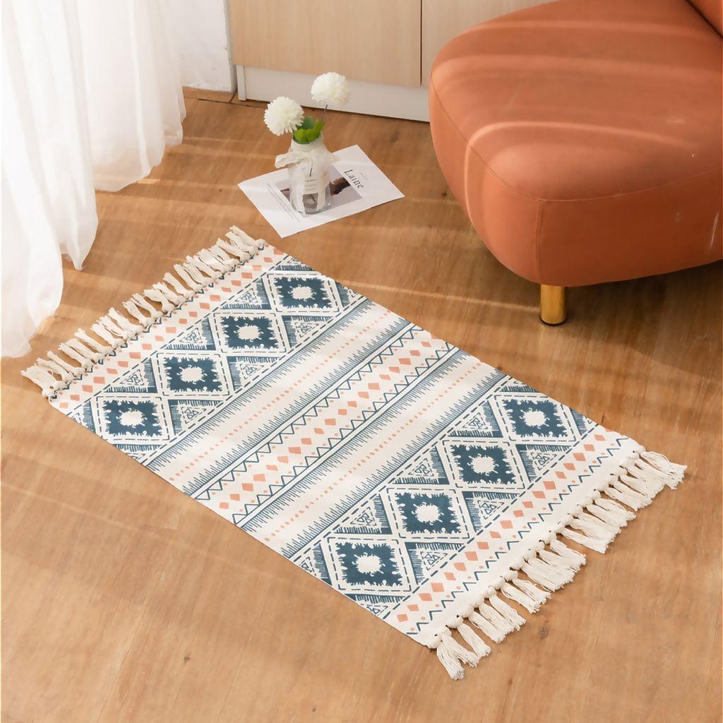 Bajada De Cama 60x90cm Lino Con Diseño Étnico Colorido 739-1