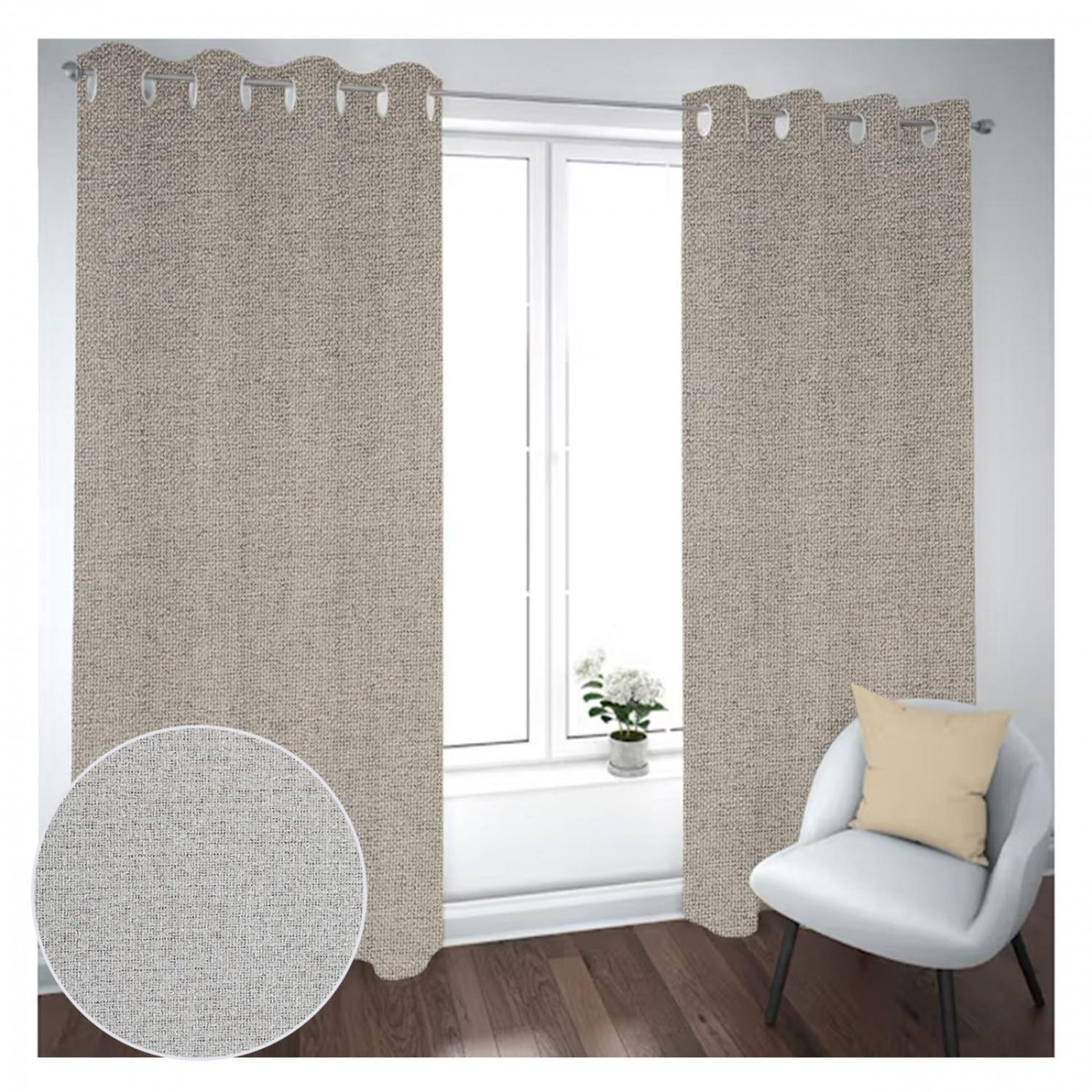 Cortina Black Out 2 Paños Decorativa Crema liso N°29 (140X230)-0